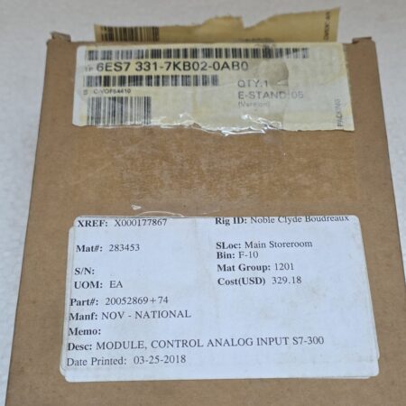 SIEMENS 6ES7 331-7KB02-0AB0 MODULE, CONTROL ANALOG INPUT S7-300